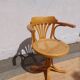 fauteuil tournant bois et cannage, vintage
