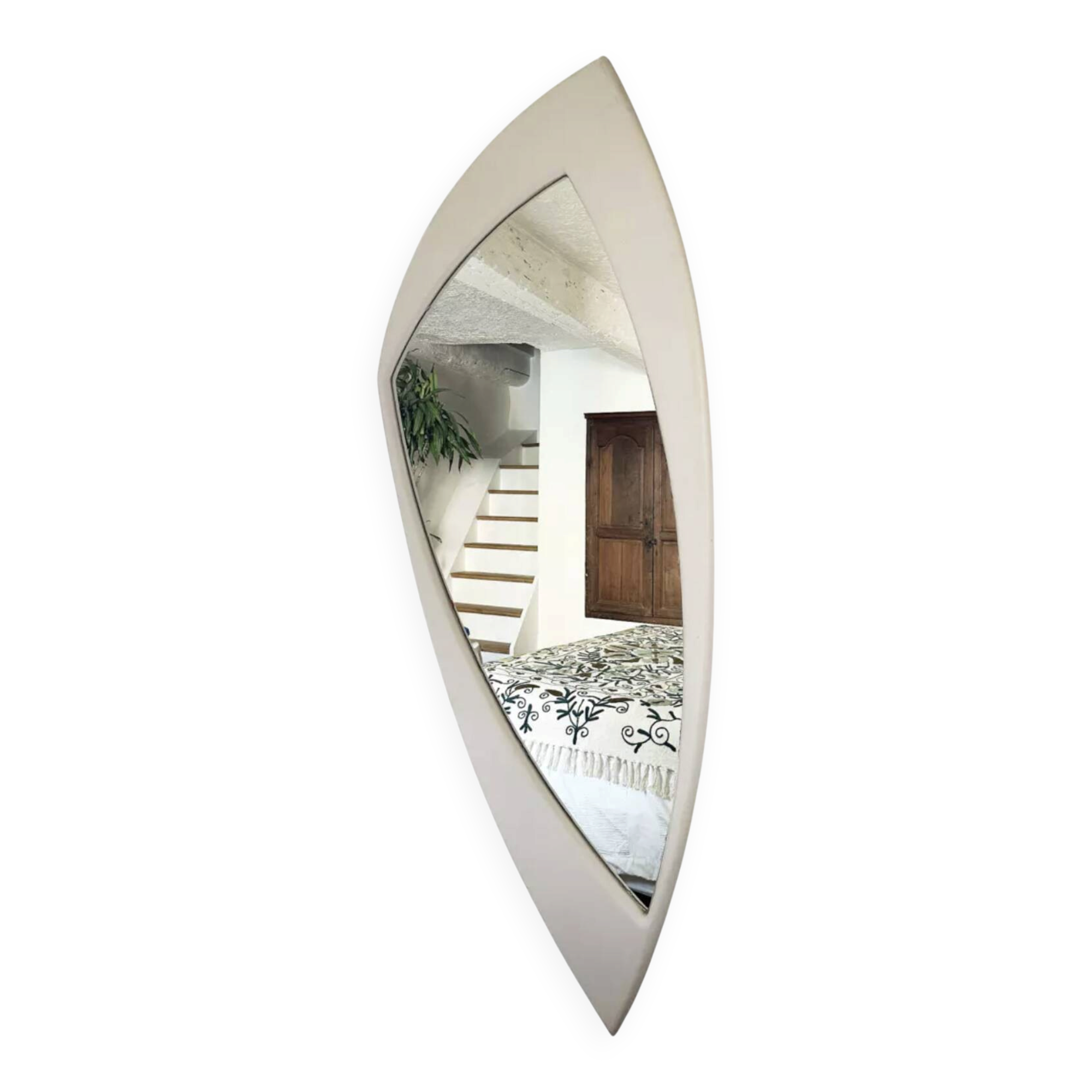 Space Age XXL lacquered wood mirror, France 1970s