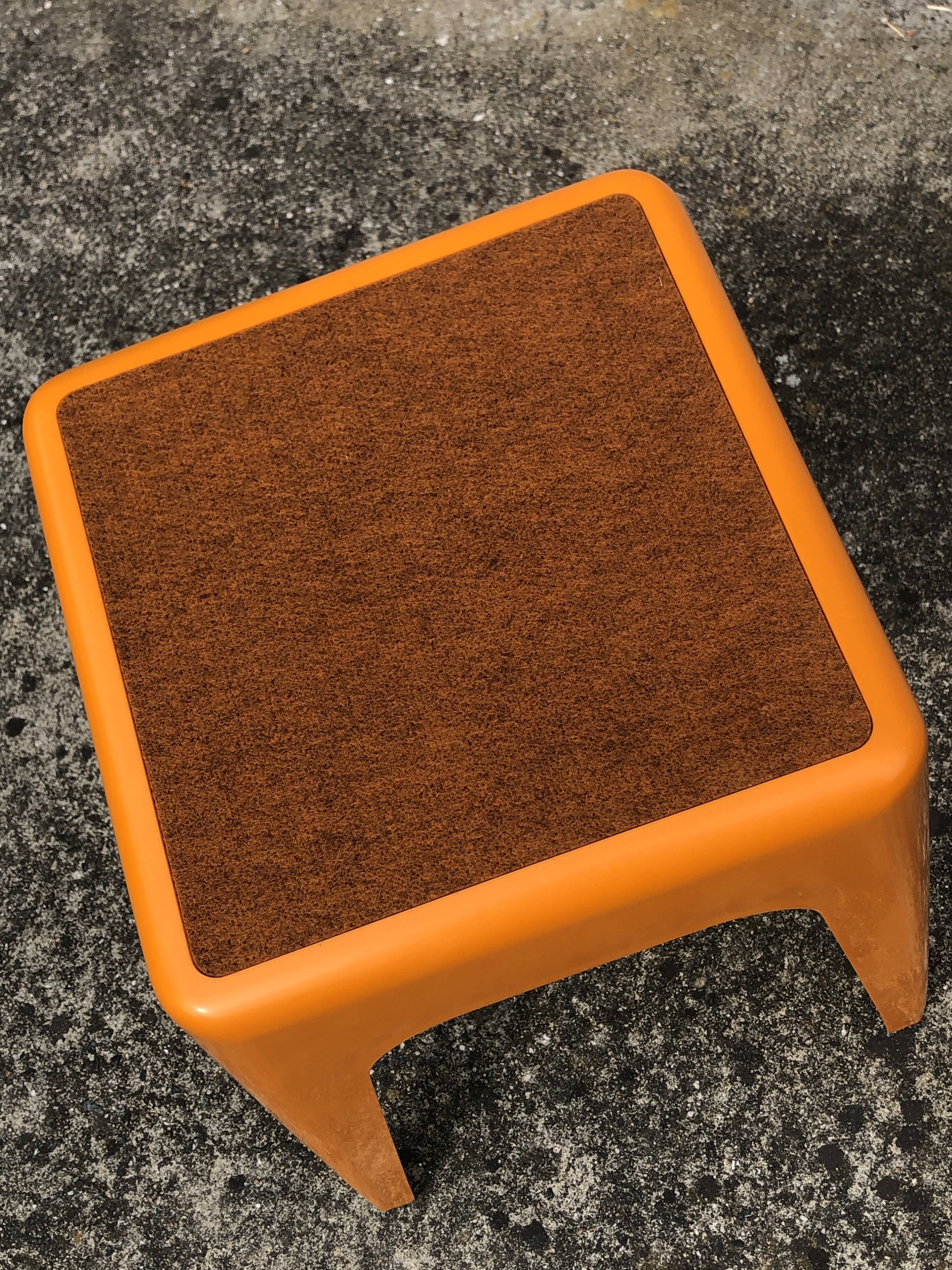 Orange plastic stool, 1970
