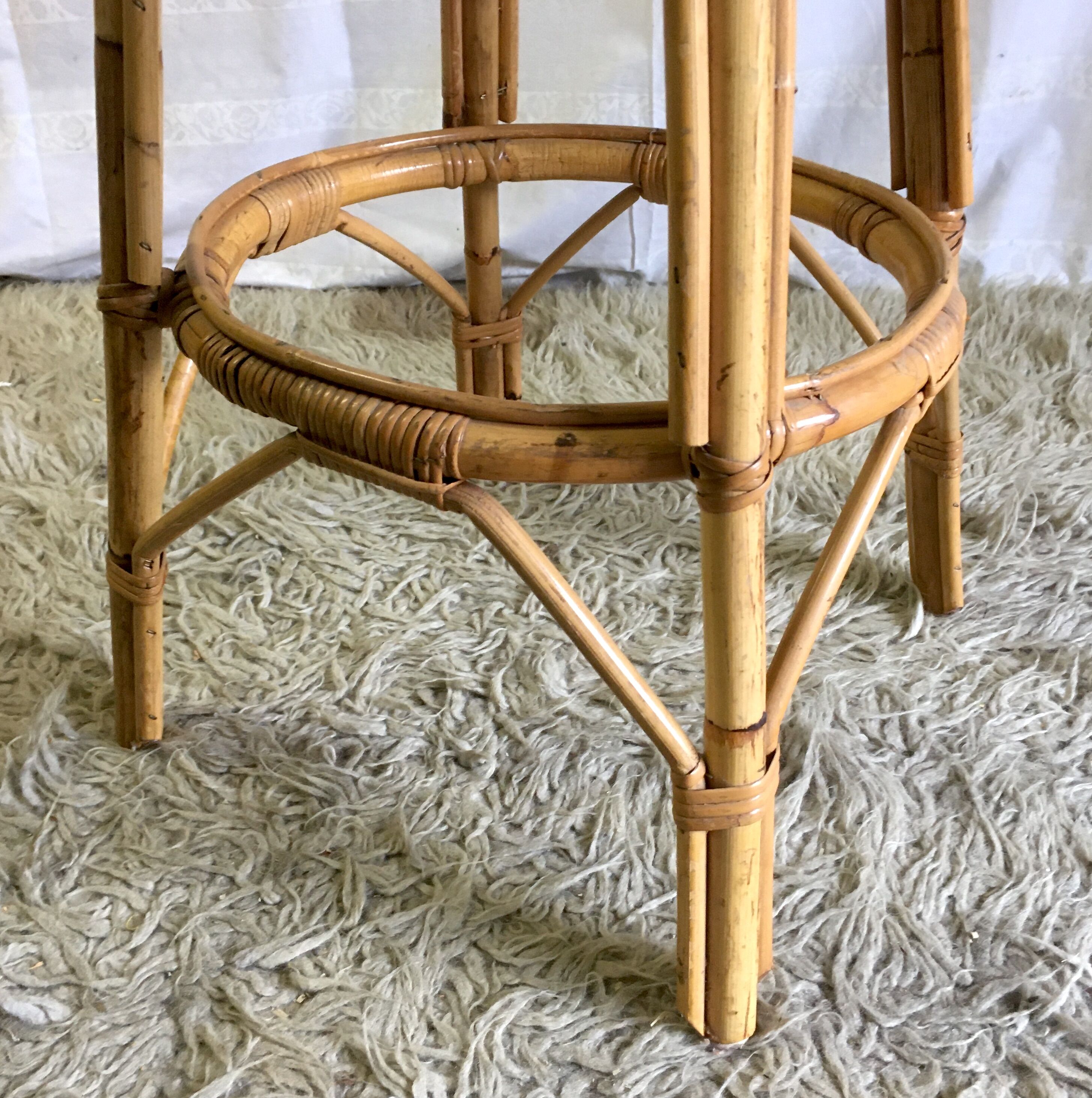 Bar stool in rattan and bamboo - 60s