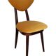 Yellow velvet heart-shaped chair, walnut wood, mid-century, Poland, 1960s.