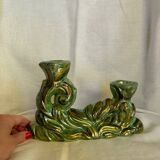 Set of 2 ceramic double candlesticks 1930s Hubert Bequet