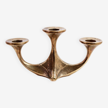 Brutalist bronze candle holder