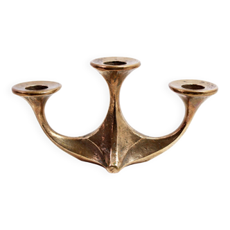 Brutalist bronze candle holder