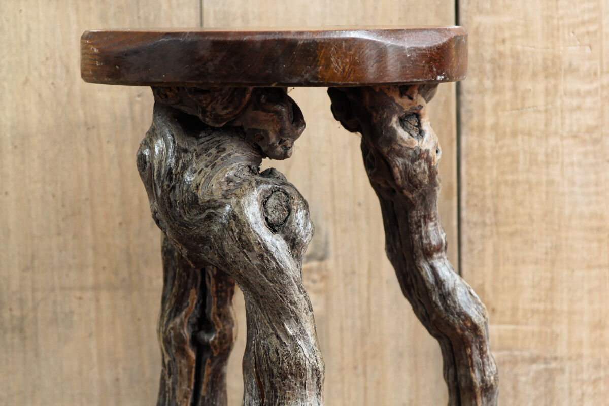 Brutalist stool, vines