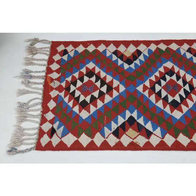 1970s Vintage Turkish Oushak Handmade Wool Cotton Purple Runner Rug 90x364