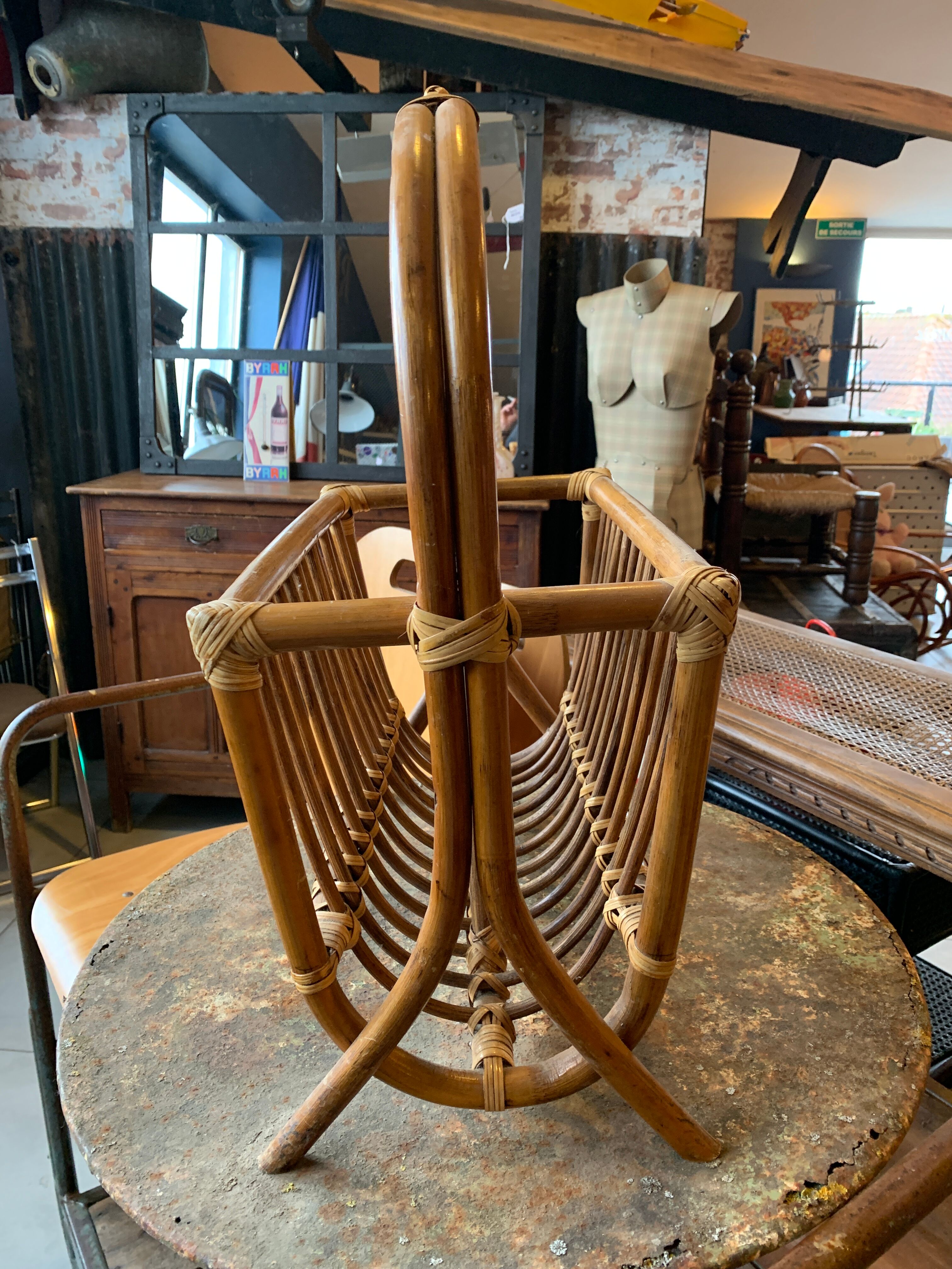 Rattan magazine rack