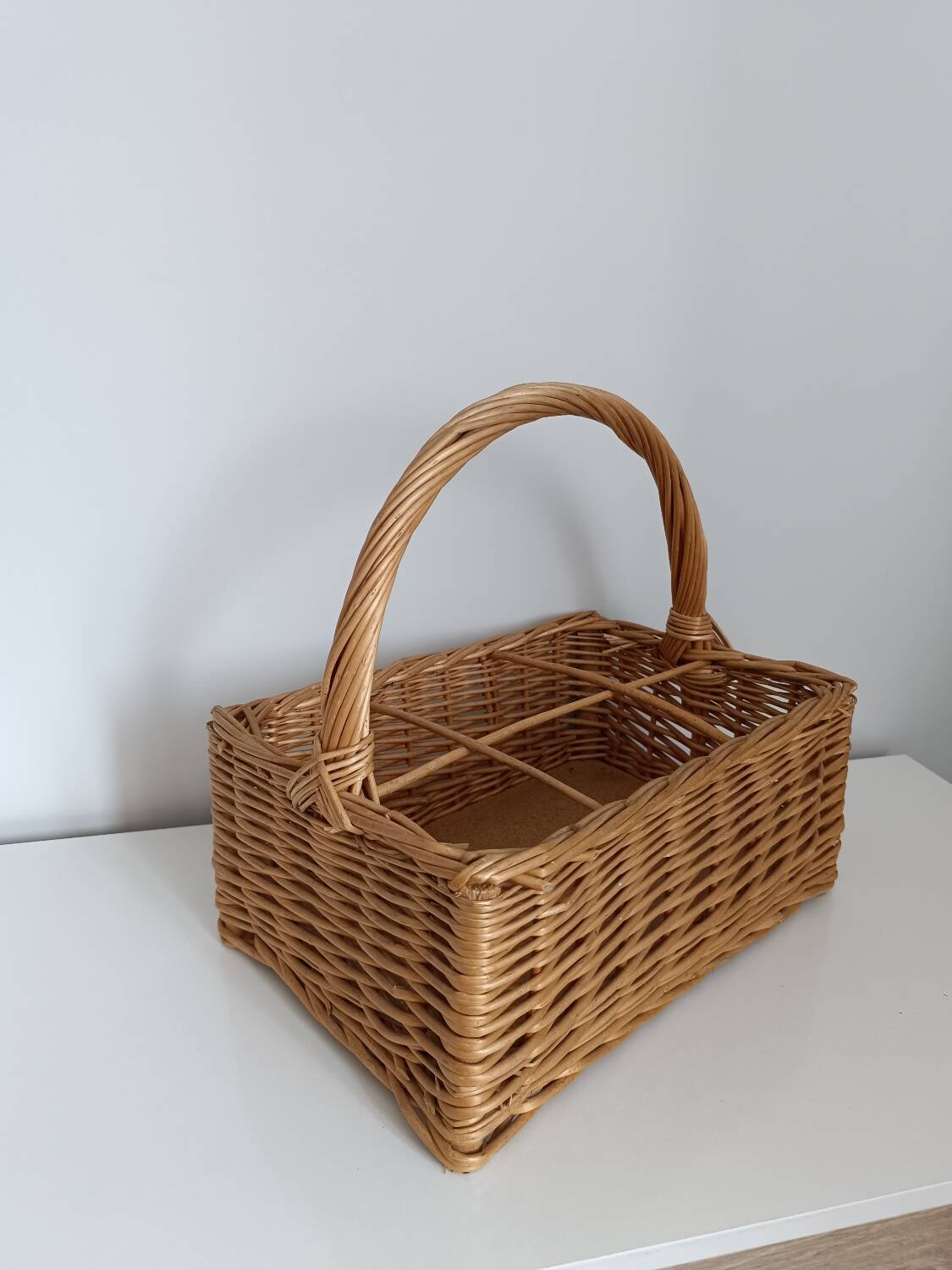 Vintage wicker bottle basket