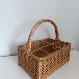 Vintage wicker bottle basket
