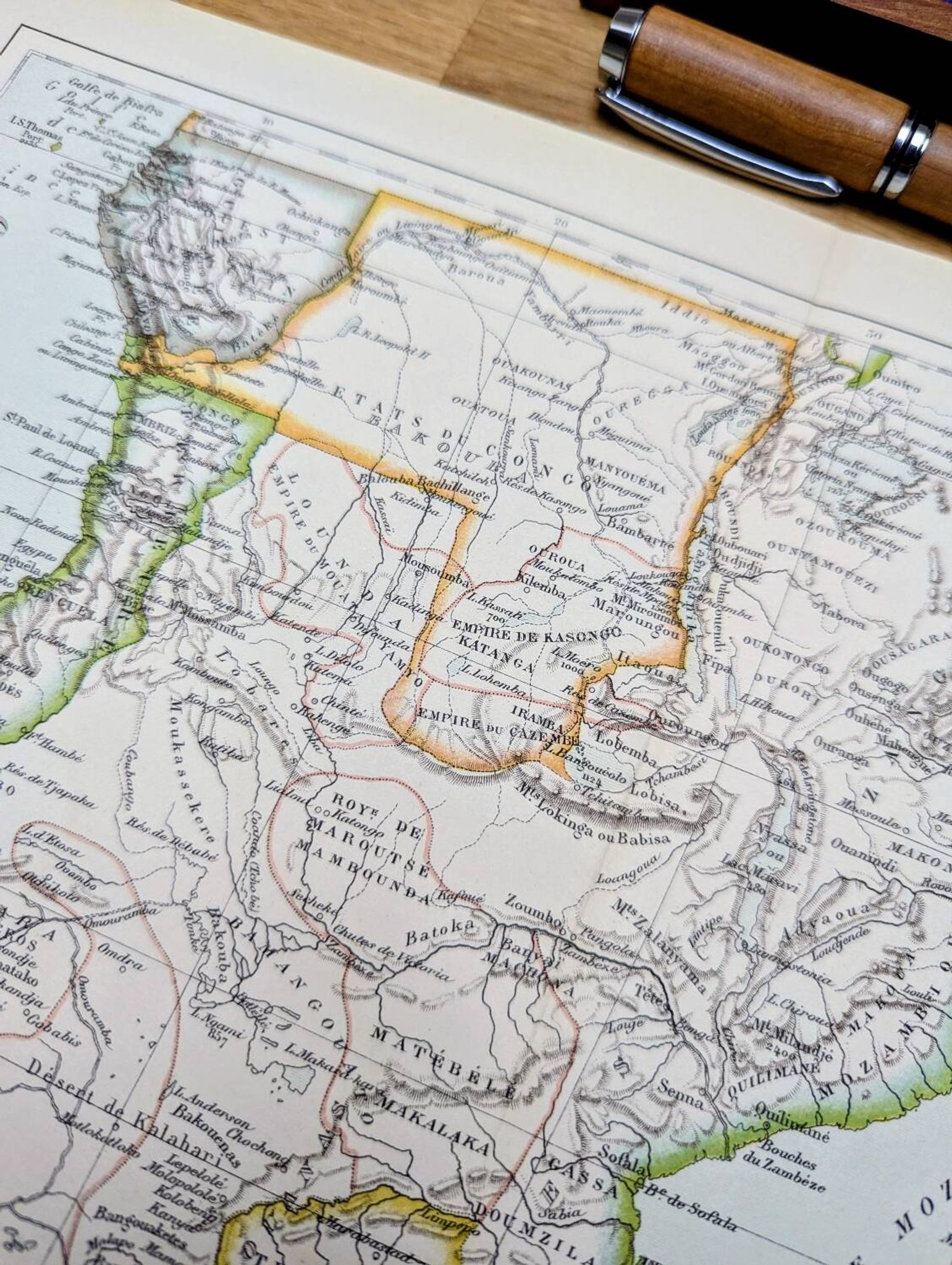 Imprimée en 1885, le sud de l'Afrique.