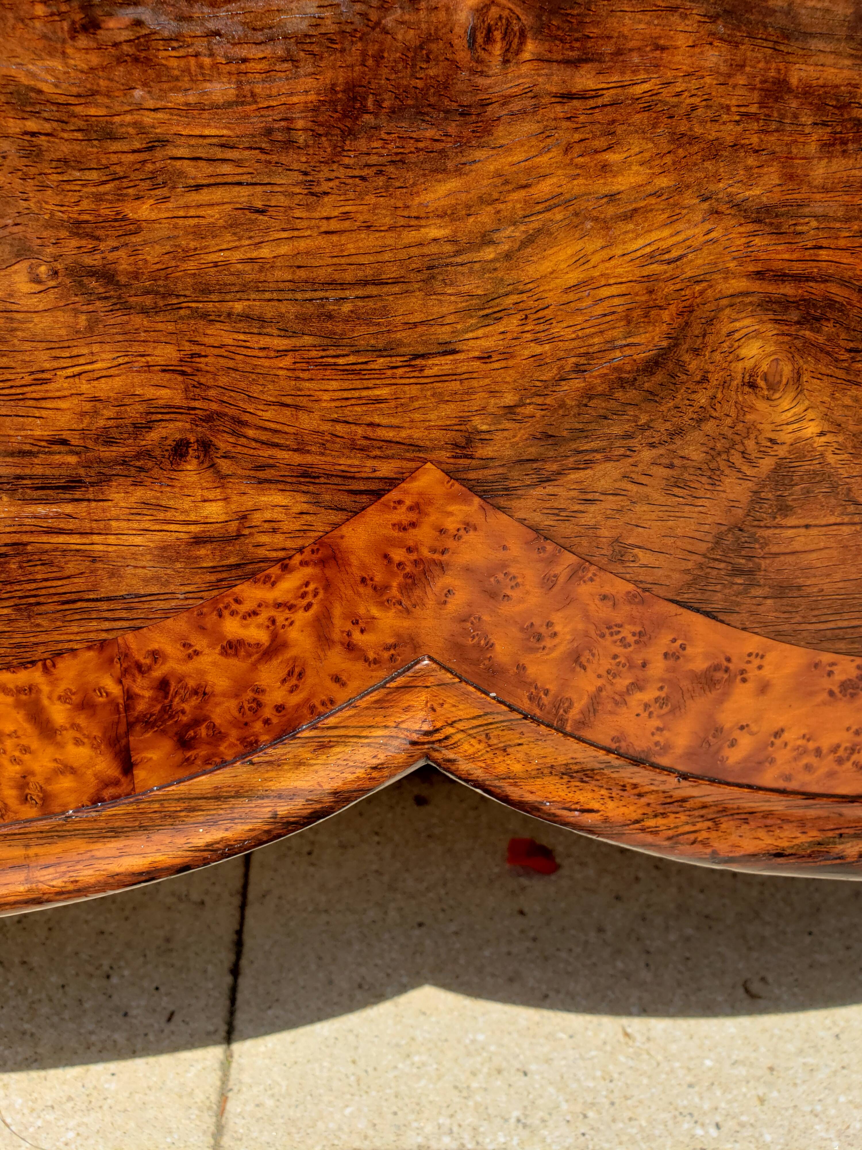 Bed in solid walnut and very old walnut burl