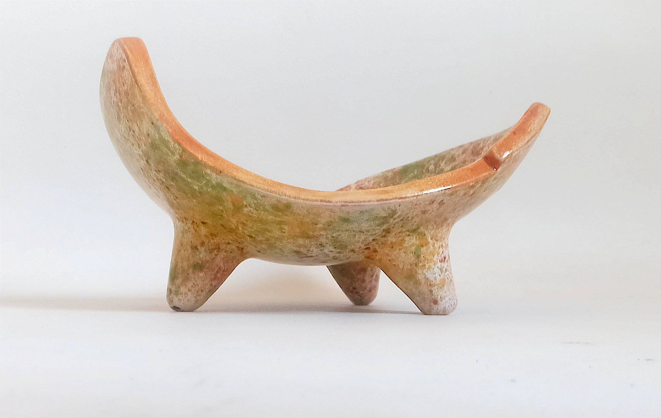 Empty ceramic pocket signed LB for Bernard Lecuyer fish shape 1960s