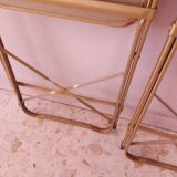 Two folding opera chairs in velvet