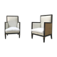 Pair of blackened wood armchairs
