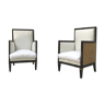 Pair of blackened wooden armchairs