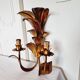 Magnificent Italian Wall Lamp 2 Lights Year 1960 Hoas de Palma Gilt Bronze