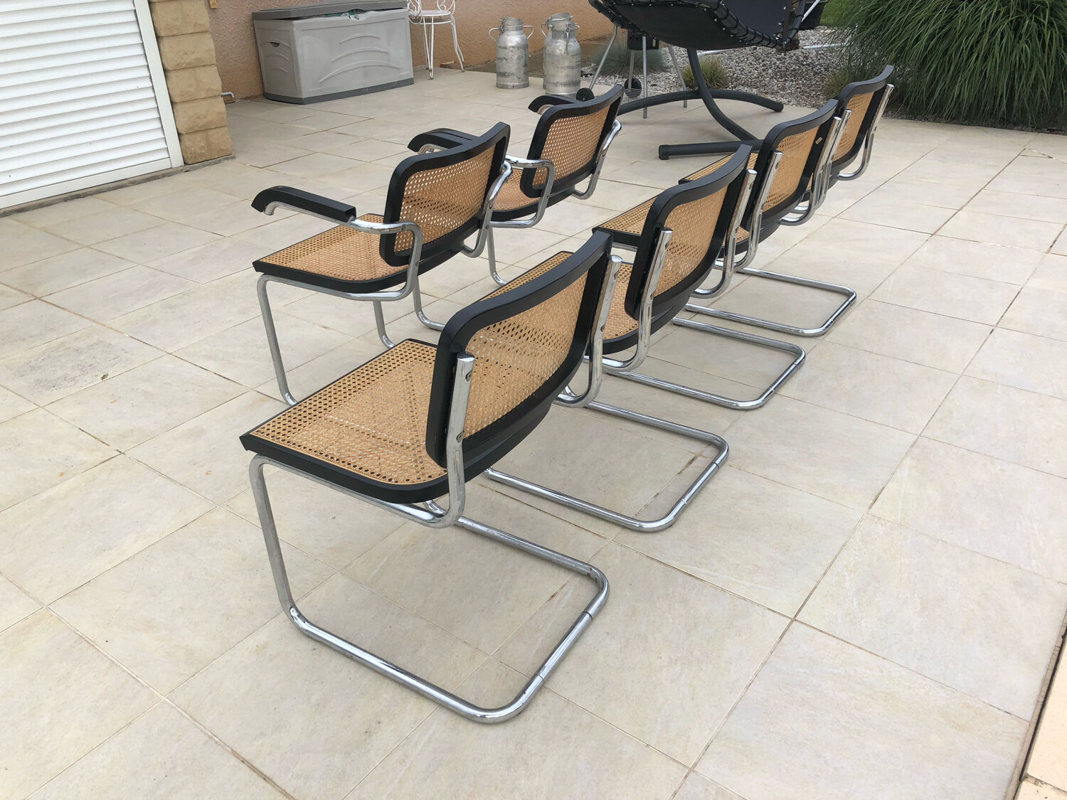Suite of 6 chairs and armchairs Marcel Breuer B32 B64