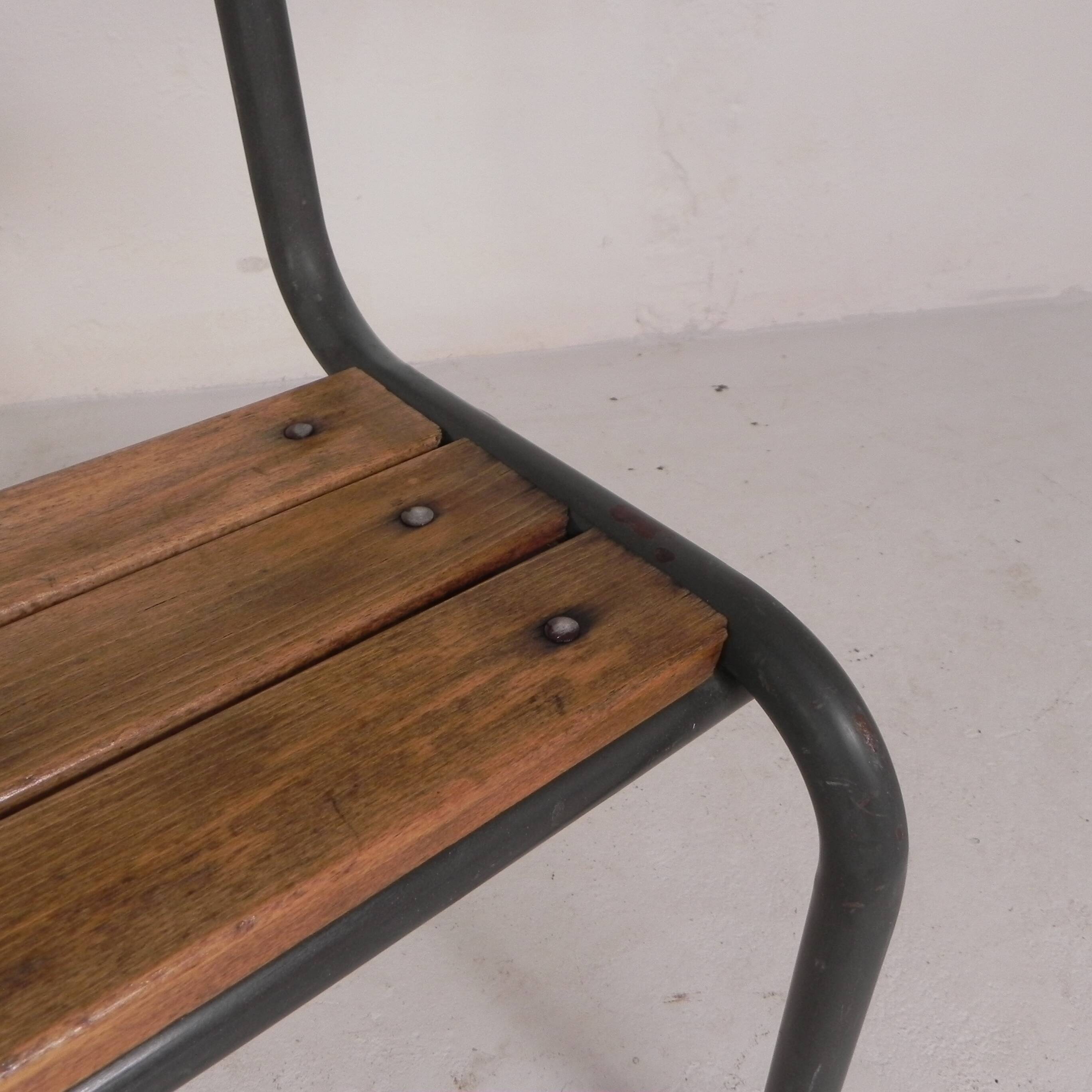 Industrial slatted bench from a French school, 1960s.