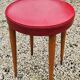 Baumann Low Stool Varnished Beech and Red Faux Leather