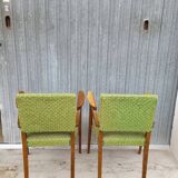 Paire de fauteuils bridge vintage 1950s pieds compas design