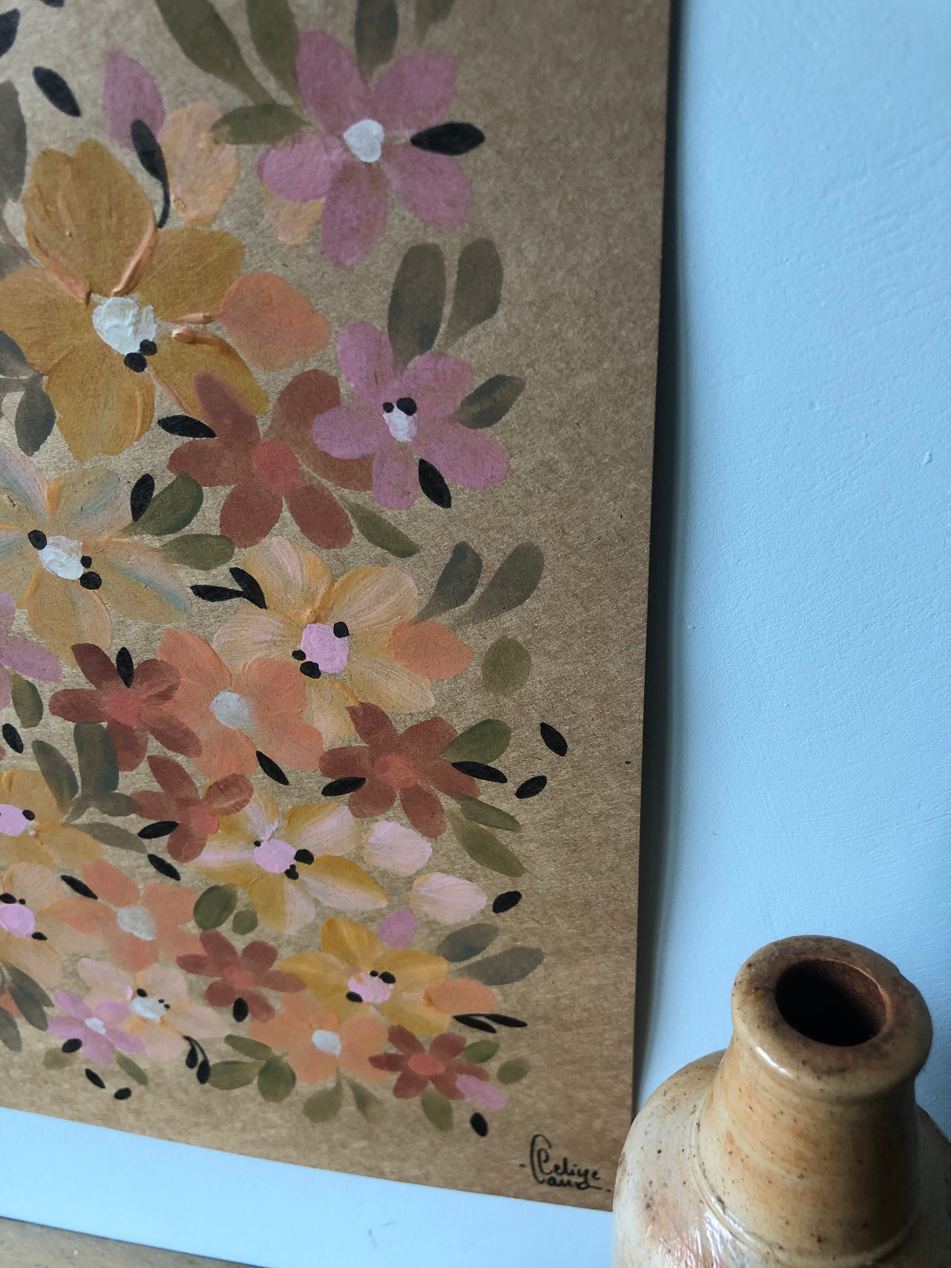 Peinture A4 sur papier Fleurs vintages