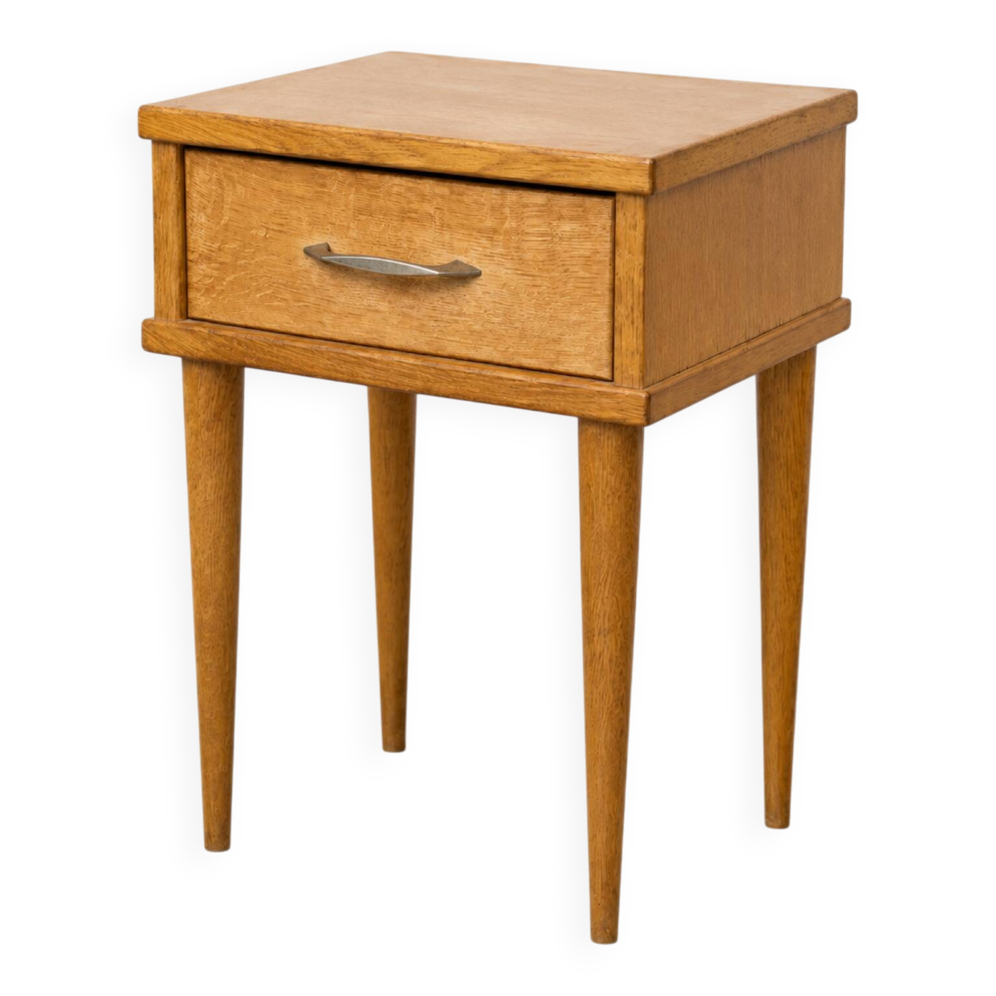 Vintage bedside table, solid oak, 1950s.