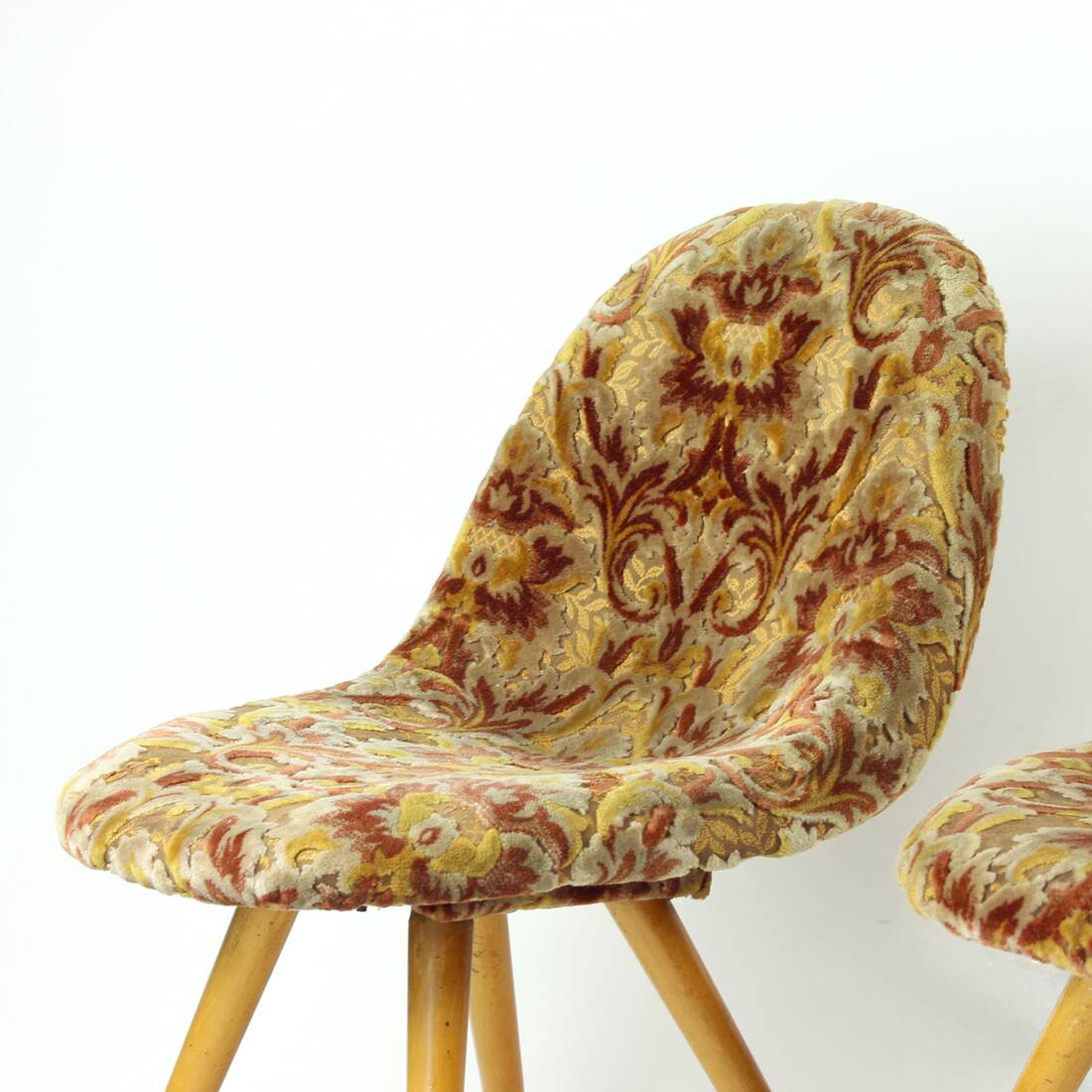 Midcentury Shell Chair By Miroslav Navratil In Original Velvet, Czechoslova
