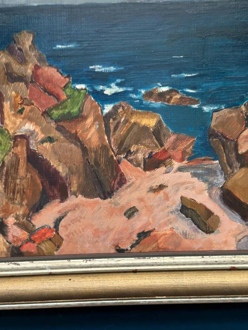 Original Swedish Oil on Panel – “Coastal motif” by Unknown Artist – Vintage & Framed – 53 × 46 cm (20.8" x 18.1")