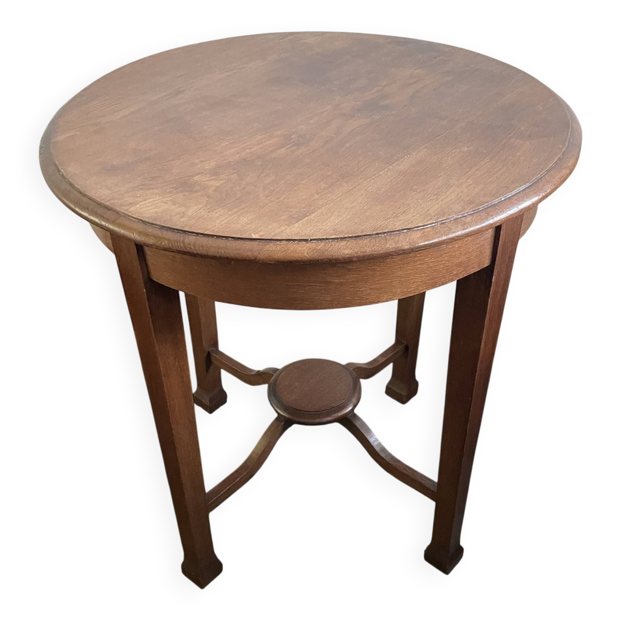 Table d'appoint Art Déco ronde en chêne