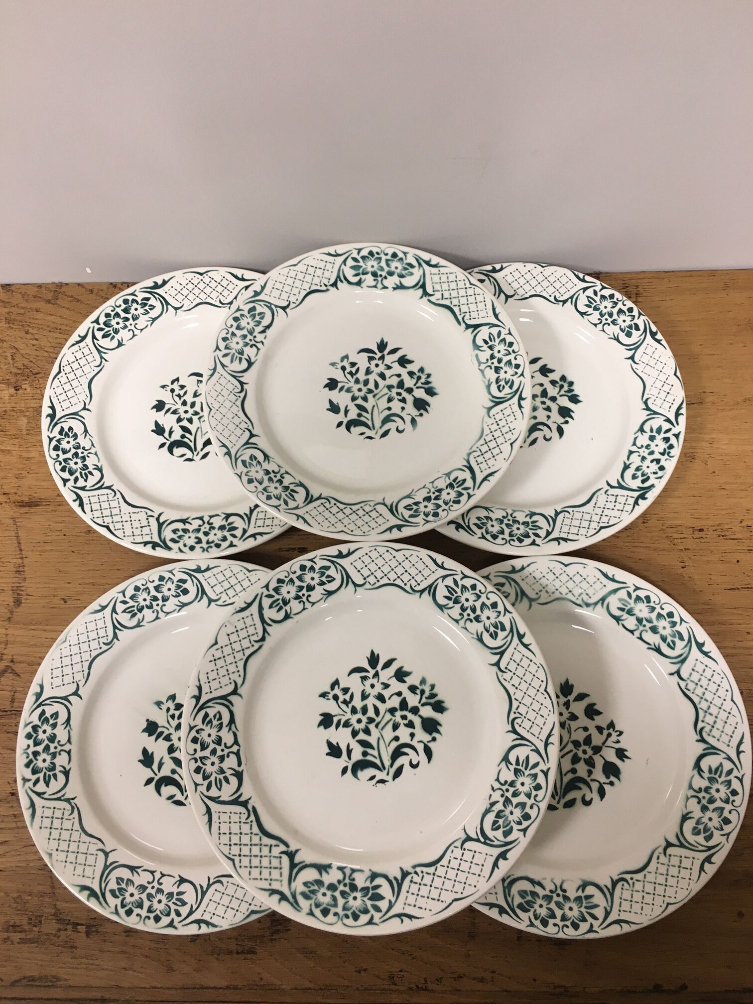 6 flat plates Digoin Sarreguemines model "Versailles"