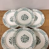 6 flat plates Digoin Sarreguemines model "Versailles"