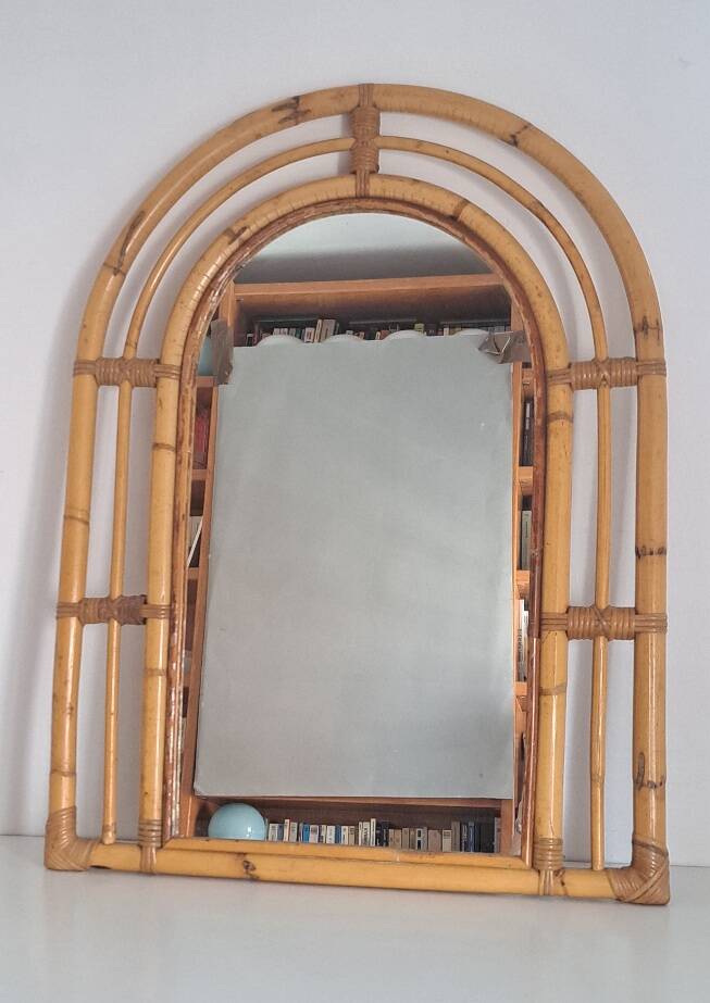 Miroir en bambou vintage
