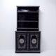 Cabinet en bois antique peint en noir et avec des décorations peintes en blanc incisé, Ettore Zaccari, Italie c 1910