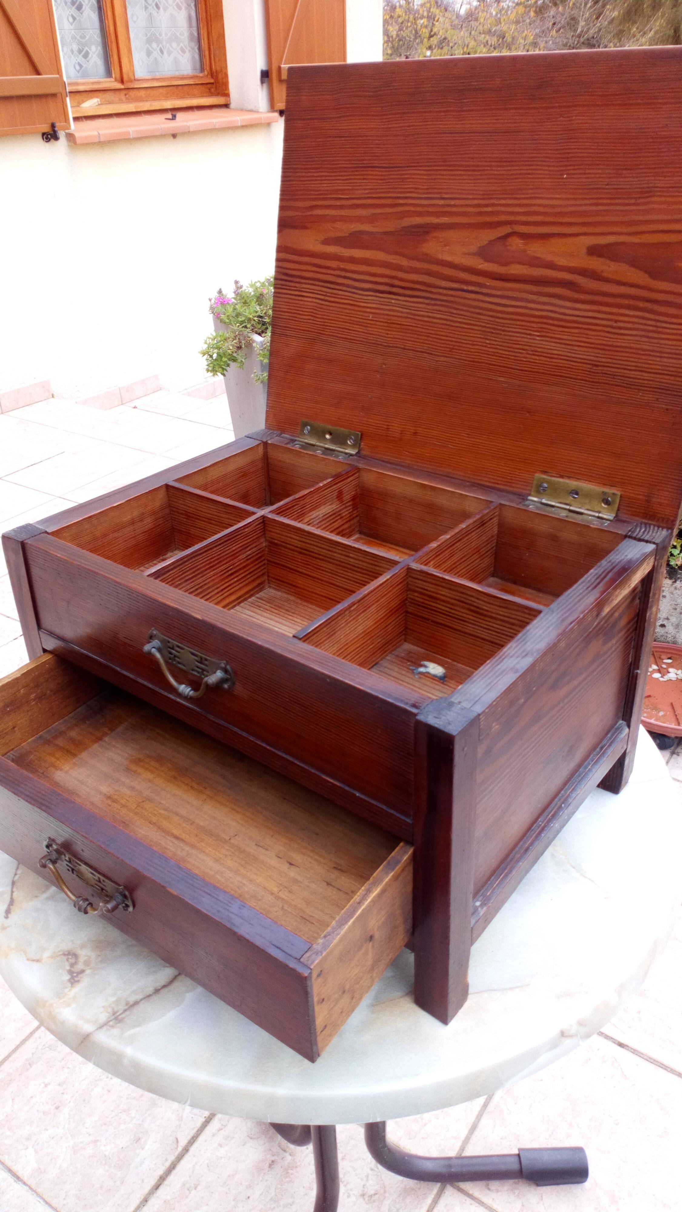 Small low cabinet for sewing from the 1930s.