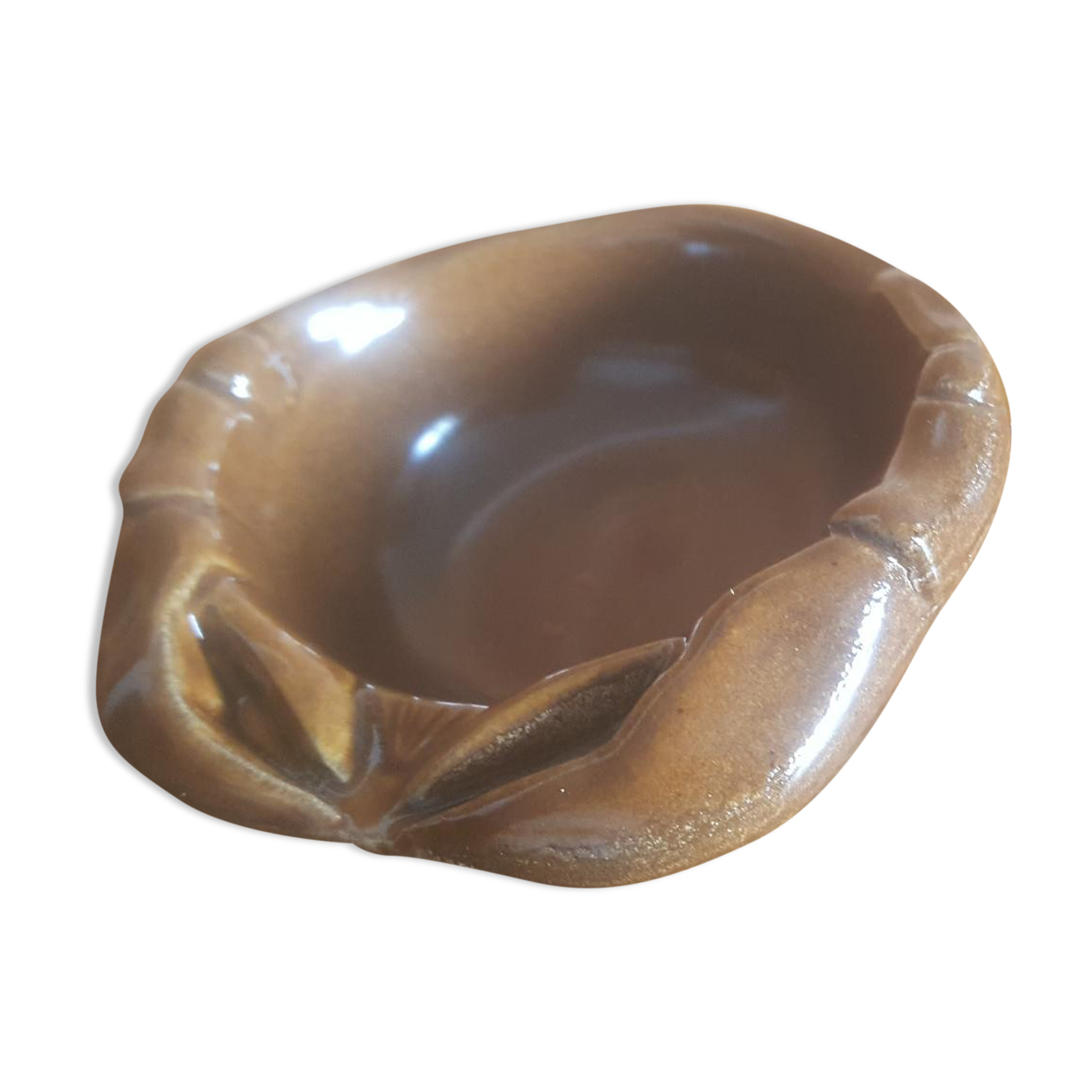 Vintage cup ceramic slurry brown crab claws