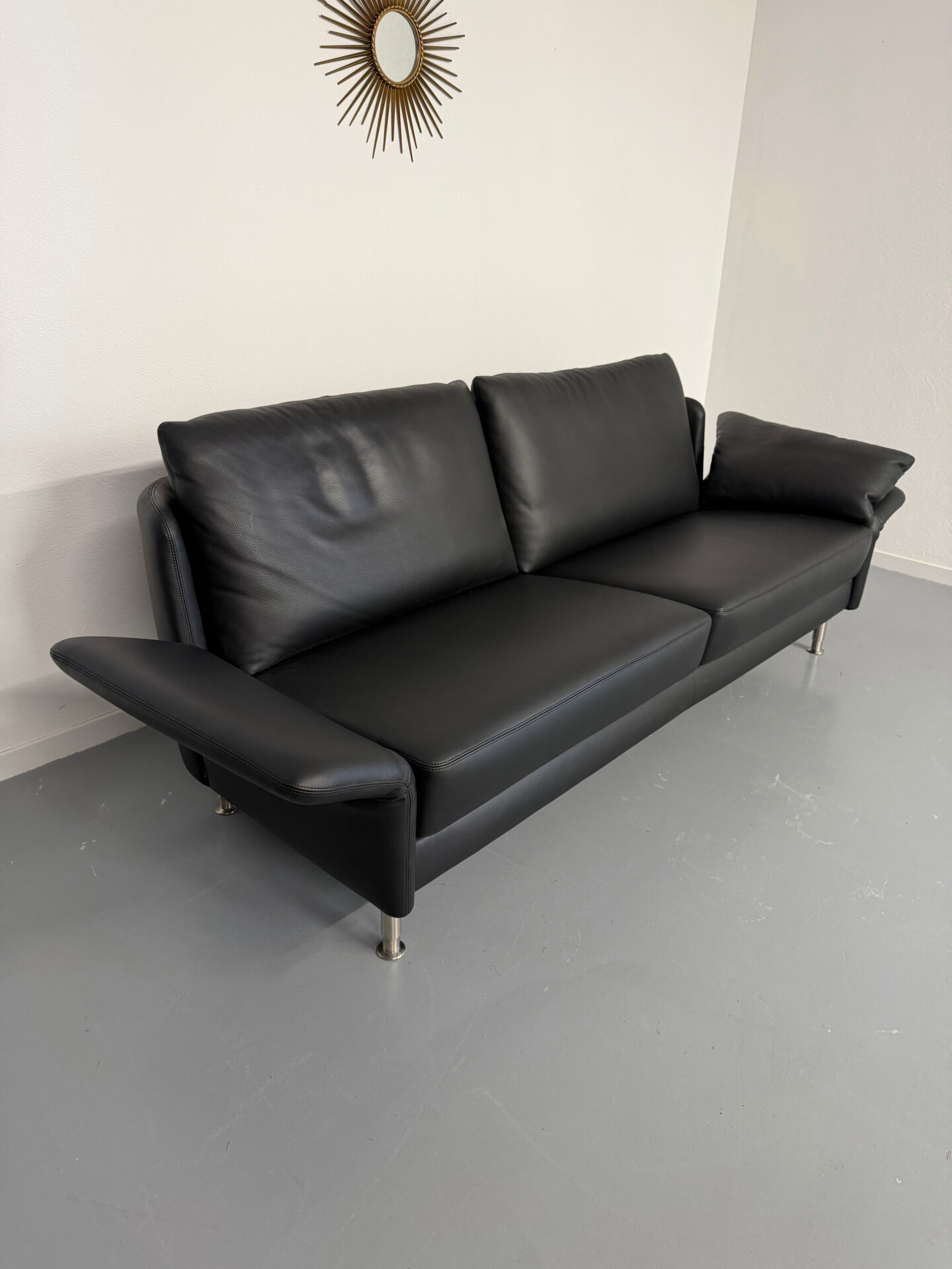 3-seater sofa Intertime I-Cielo black leather contemporary design
