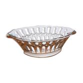 Coupe à fruits corbeille en porcelaine ajourée motif floral