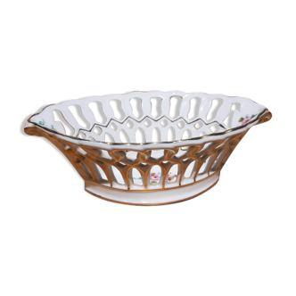 open porcelain basket fruit cup floral pattern
