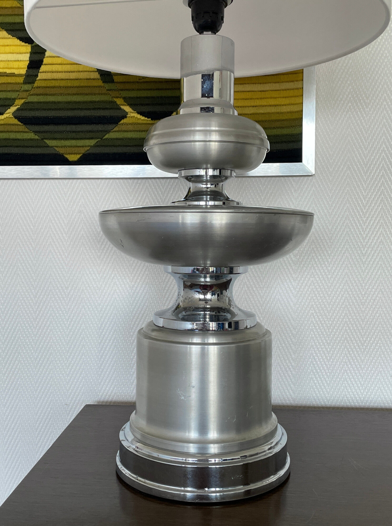 Furniture lamp off-white - vintage brushed aluminum 1970's