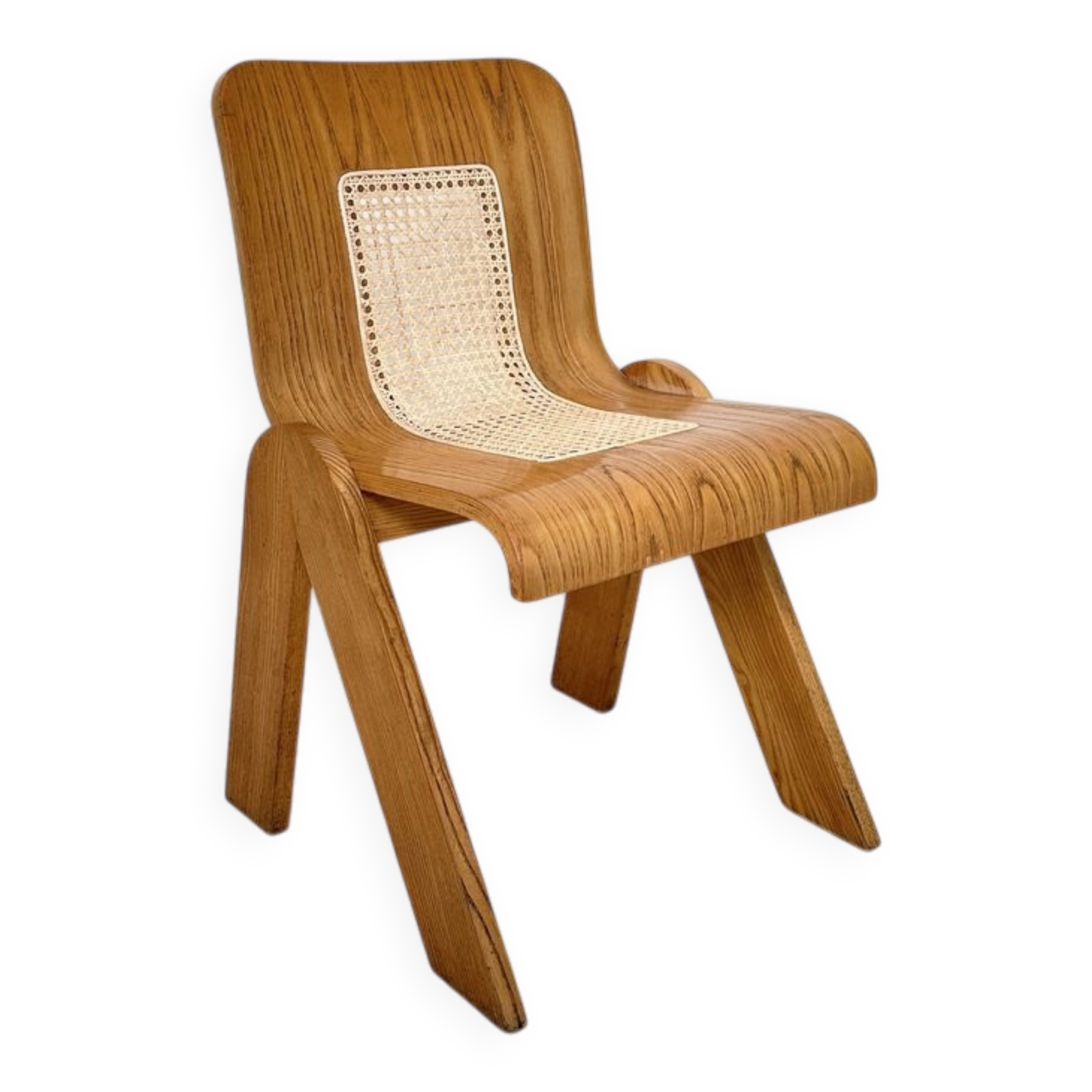 Mid-Century Italian Dining Chair in Ash and Cane by Gigi Sabadin for Stilwood, 1972