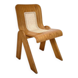 Mid-Century Italian Dining Chair in Ash and Cane by Gigi Sabadin for Stilwood, 1972