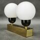 Kamenický Šenov Brass Double Globe Wall Light, Czechoslovakia, 1970s