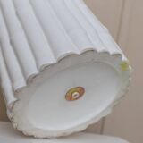 Tommaso Barbi white ceramic table lamp with bamboo-look texture, Italian 1970s Hollywood Regency