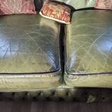 Green leather Chesterfield sofa