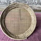 Vintage round wicker basket