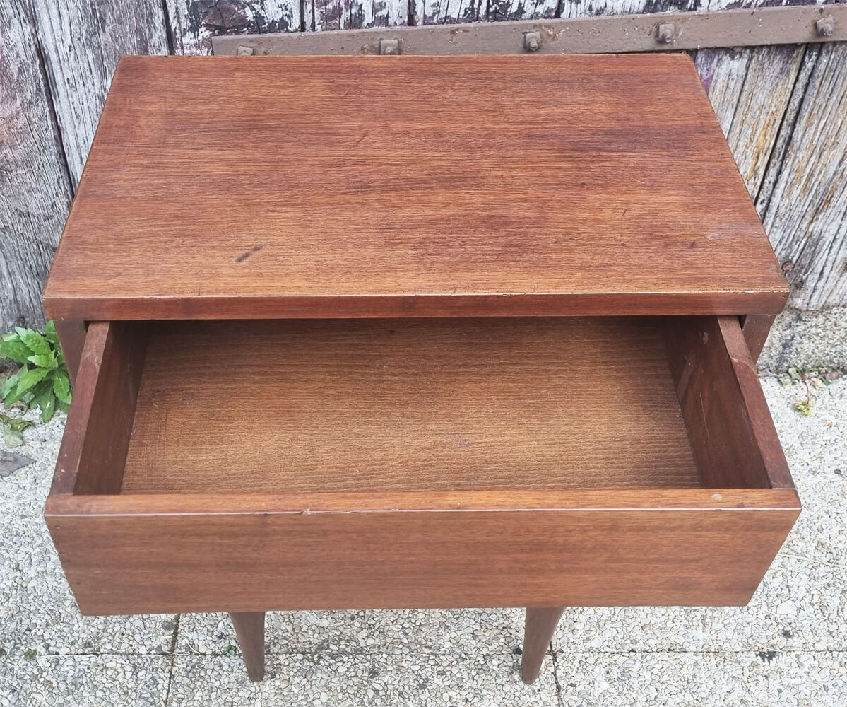 Scandinavian teak bedside table, 60s