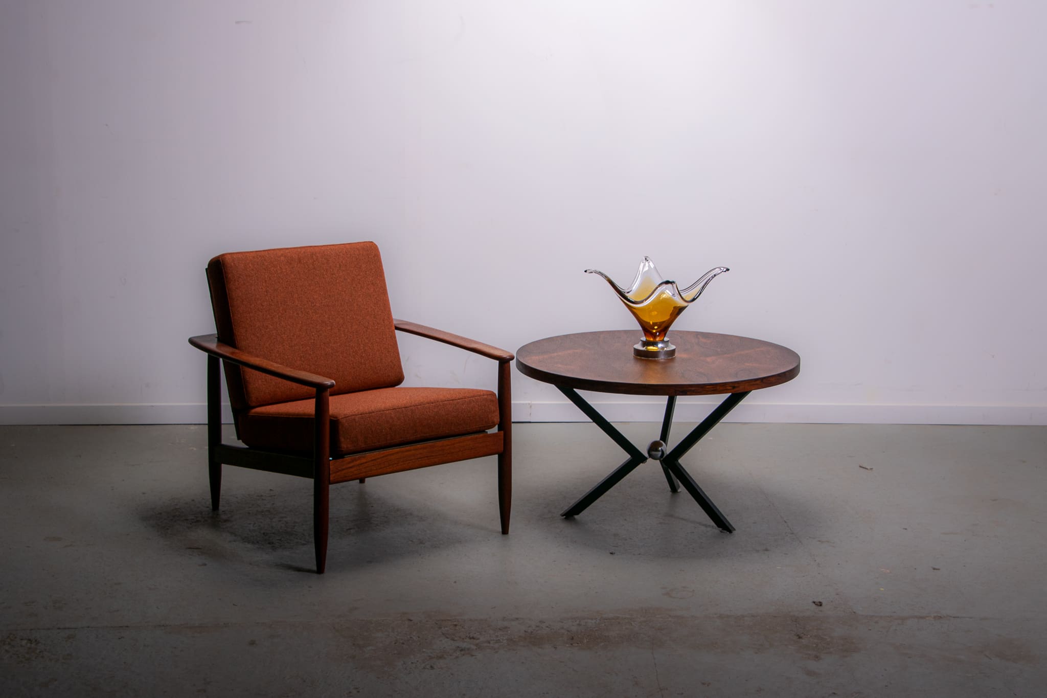 Mid-century easy chair in teak and cane circa 1970