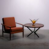 Mid-century easy chair in teak and cane circa 1970