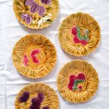 Five dessert plates in Sarreguemines slip
