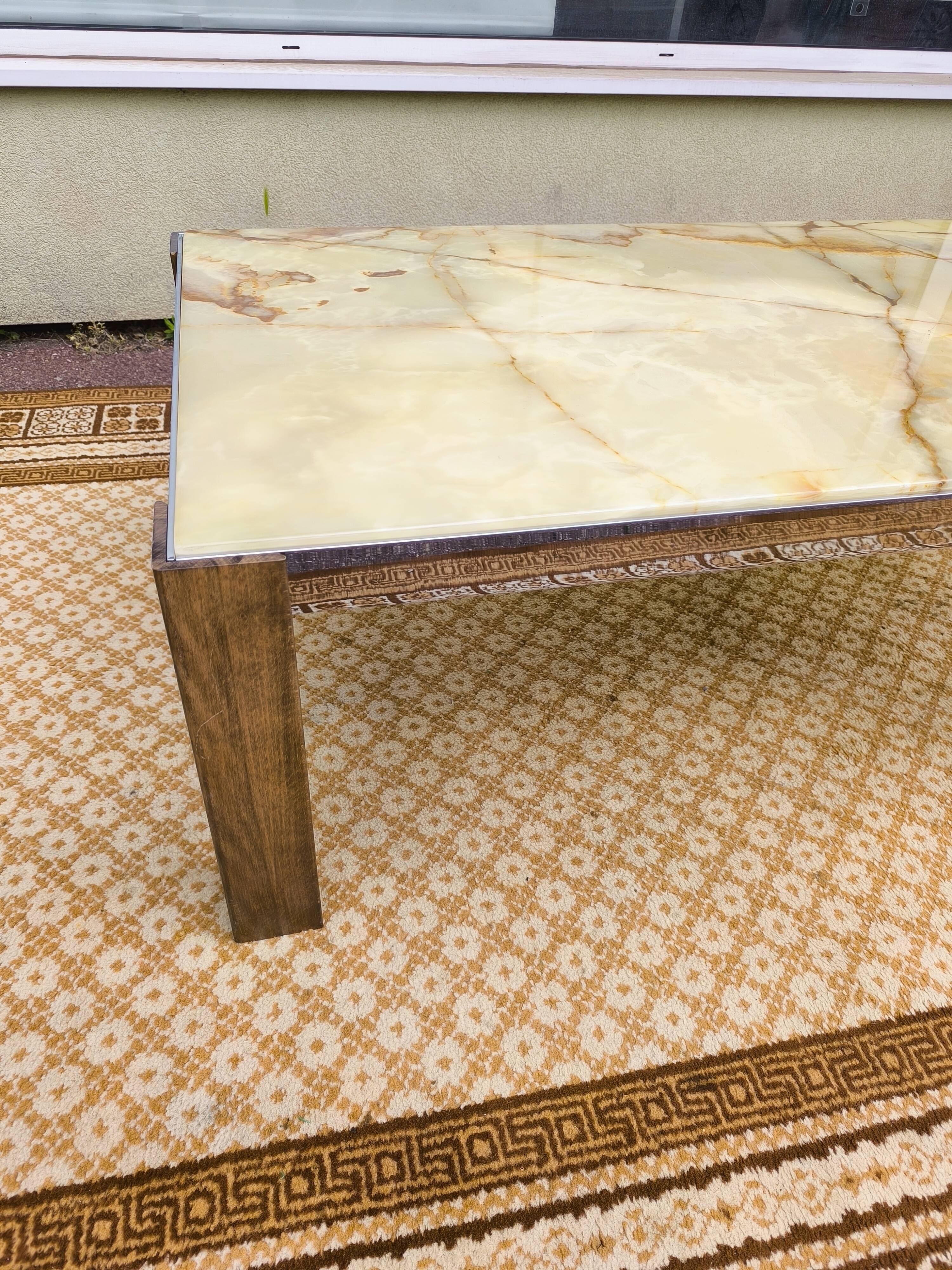 Wood chrome marble coffee table